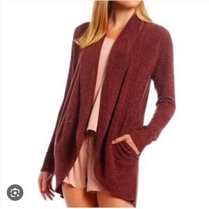 Barefoot Dreams CozyChic Lite Circle sweater rosewood cardigan S NEW